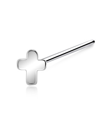 Plus Shaped Silver Straight Nose Stud NSKA-06